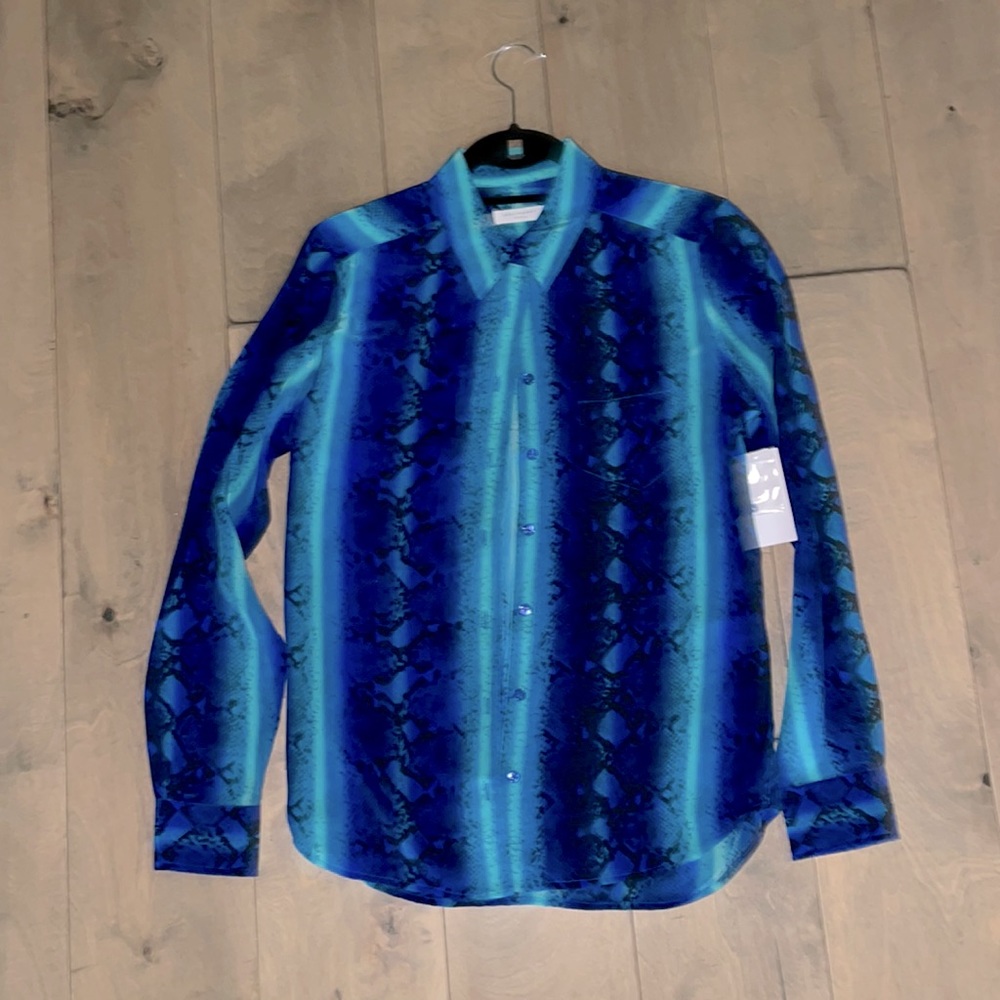 Equipment Blouse in Blue Snakeskin Print, Size S